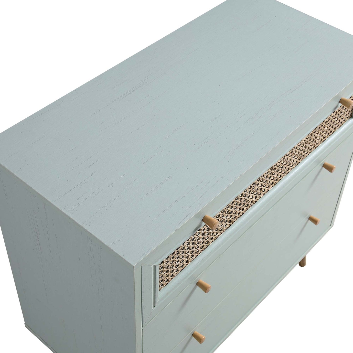 Anya Woven Rattan Chest of 3 Drawer in Mint Colour