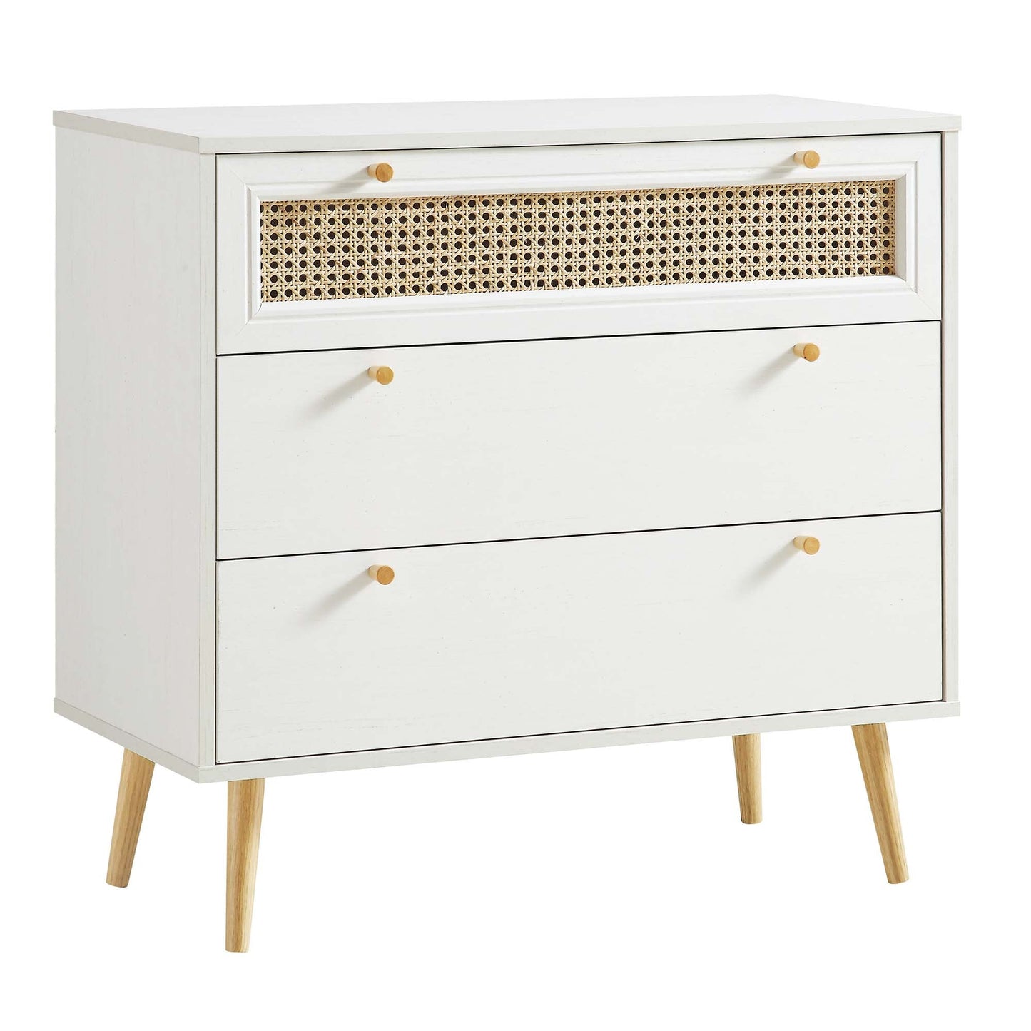 Anya Woven Rattan Chest of 3 Drawers in White