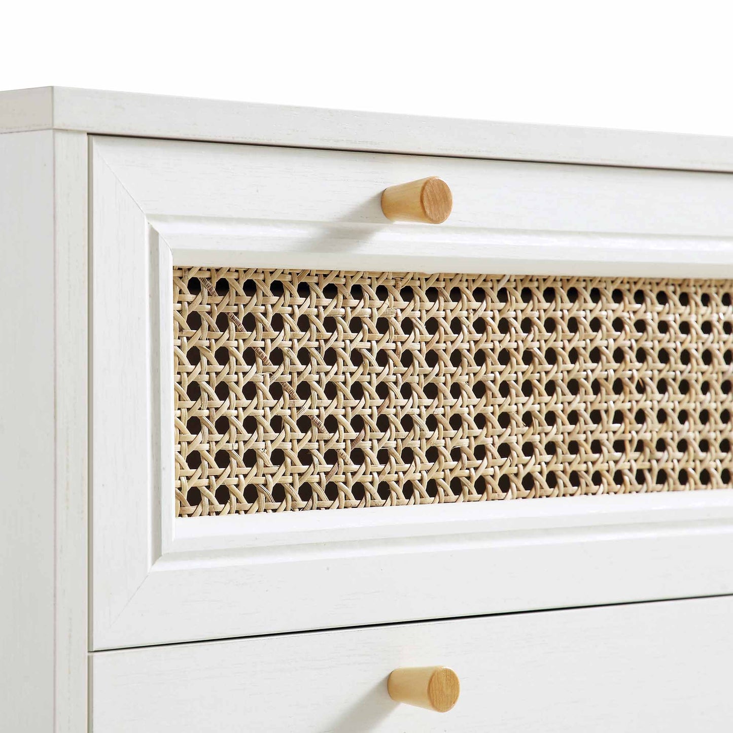 Anya Woven Rattan Chest of 3 Drawers in White