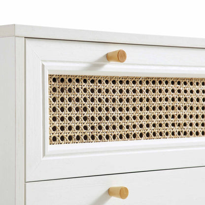 Anya Woven Rattan Chest of 3 Drawers in White