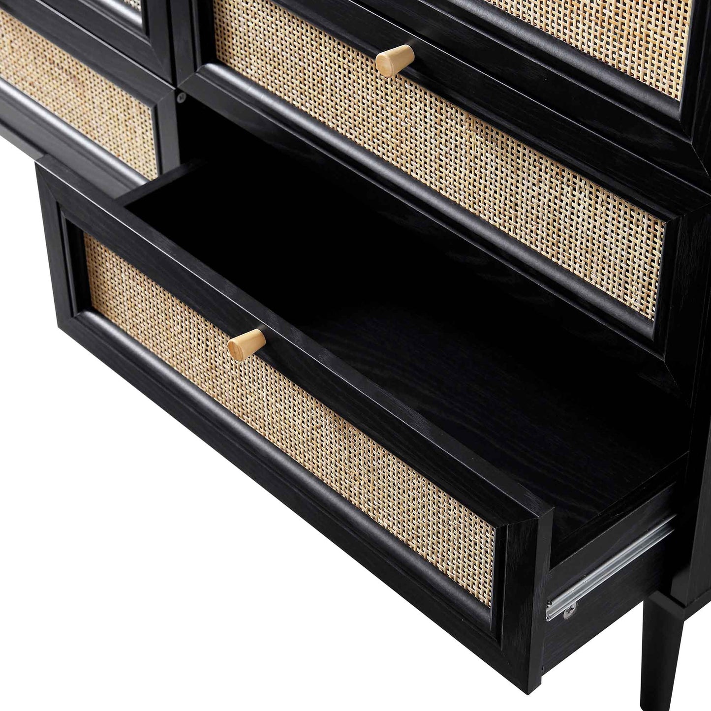 Frances Woven Rattan Chest of 6 Drawers, Black