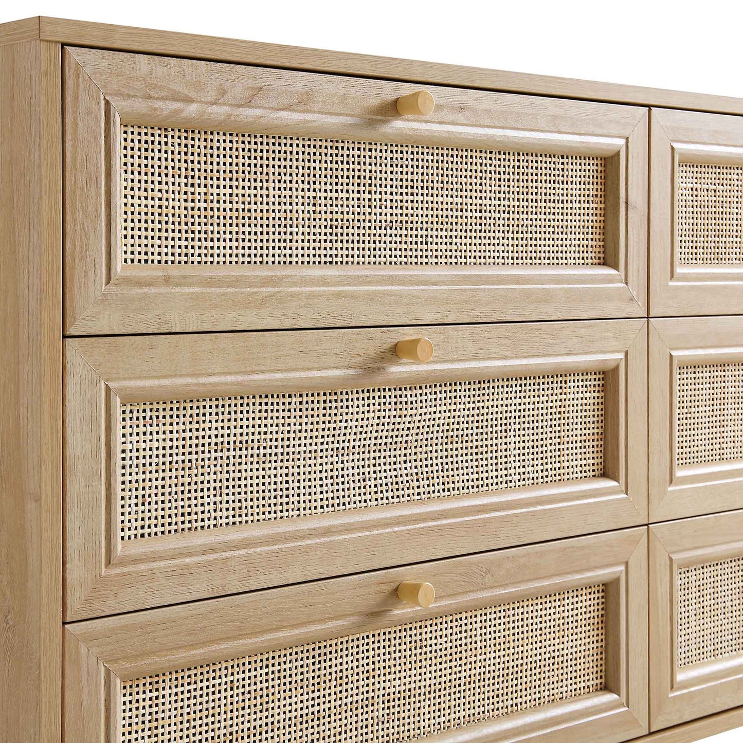 Frances Woven Rattan Chest of 6 Drawers, Natural