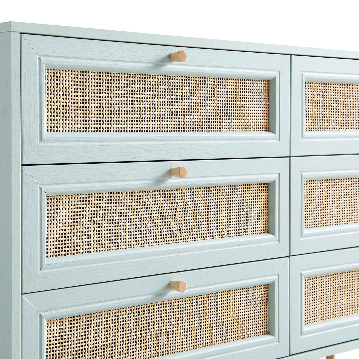 Frances Woven Rattan Chest of 6 Drawers, Mint