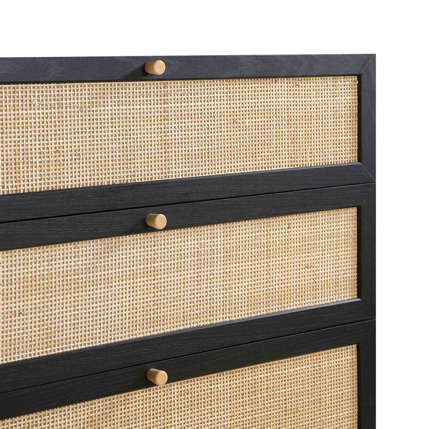 Frances Woven Rattan Tall Chest of 4 Drawers, Black