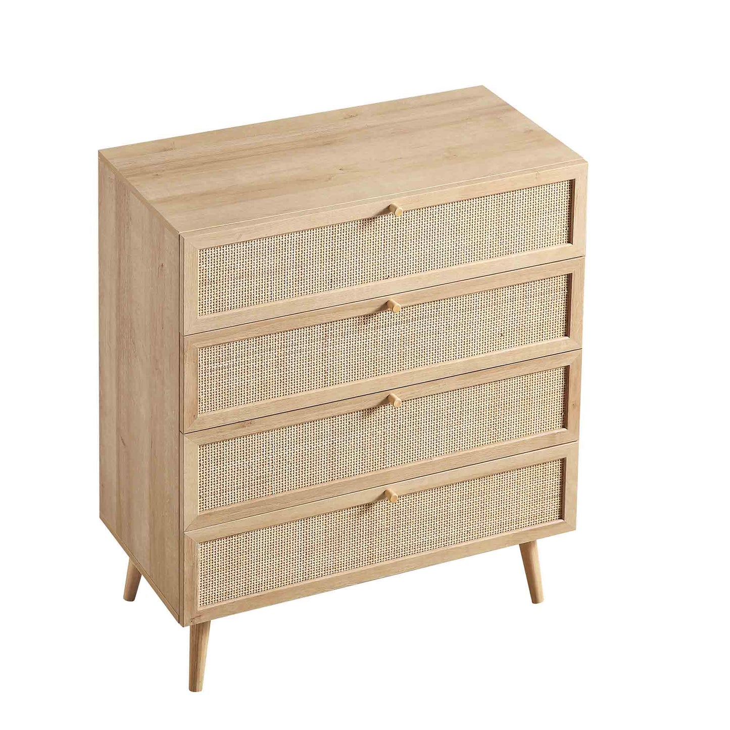 Frances Woven Rattan Tall Chest of 4 Drawers, Natural