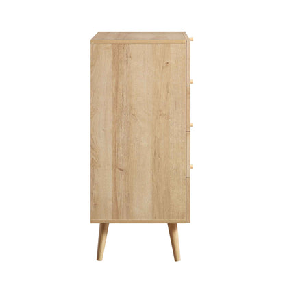 Frances Woven Rattan Tall Chest of 4 Drawers, Natural