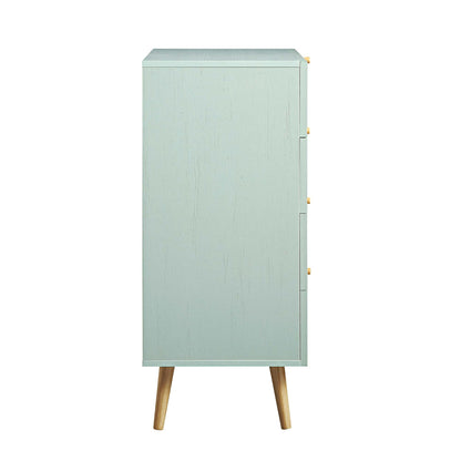 Frances Woven Rattan Tall Chest of 4 Drawers, Mint