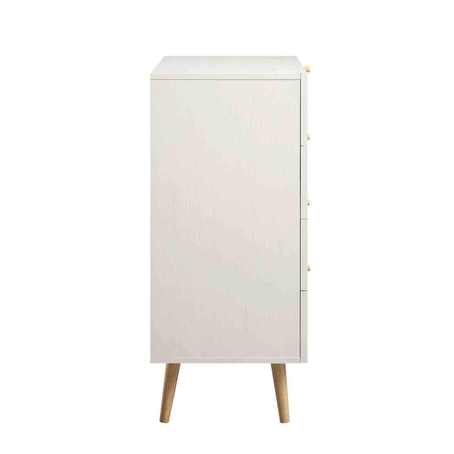 Frances Woven Rattan Tall Chest of 4 Drawers, White