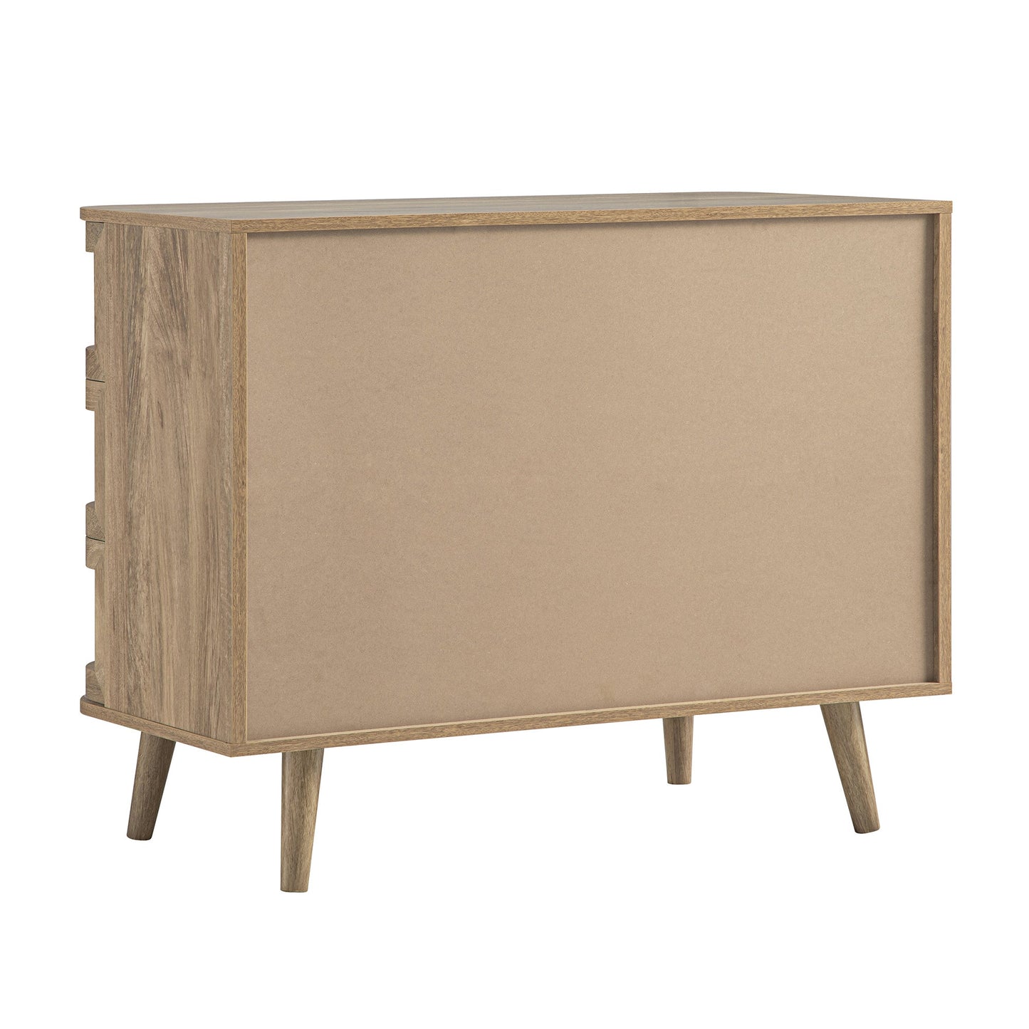 Izzy Curved Rattan Chest of 3 Drawers, Natural