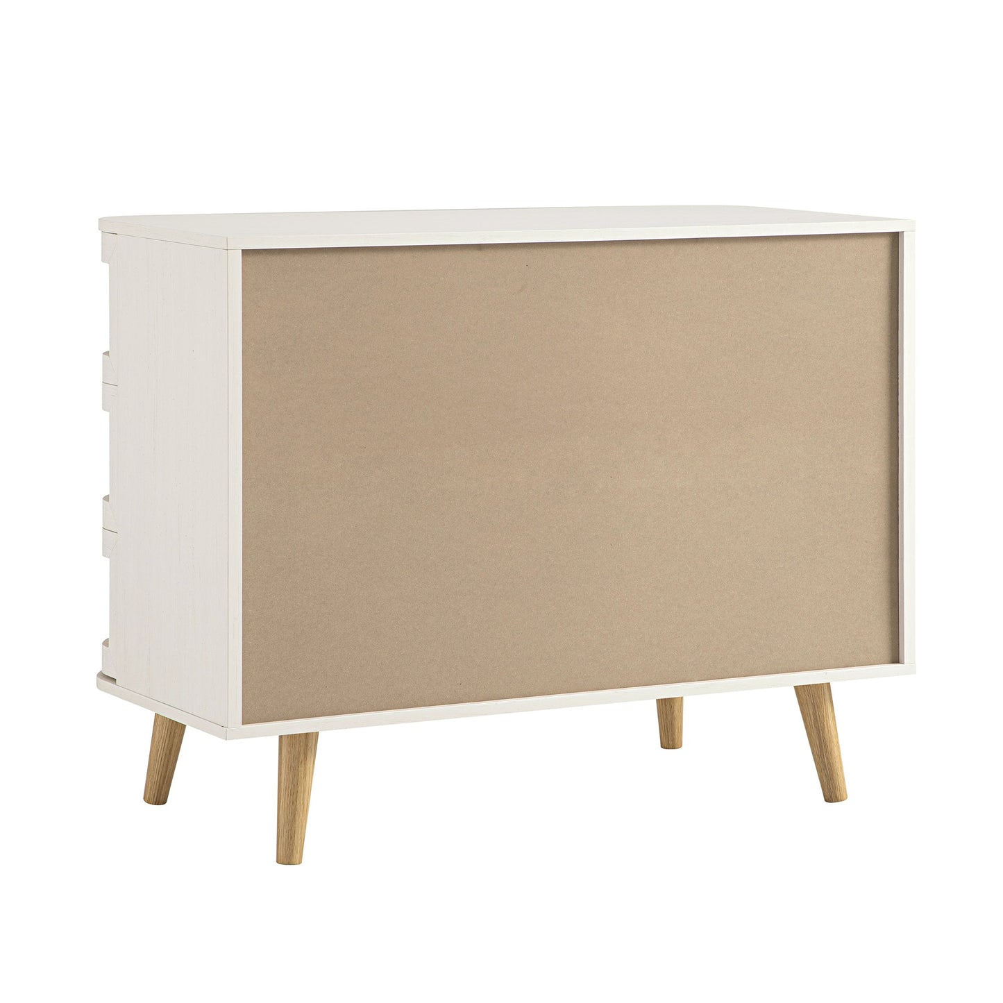 Izzy Curved Rattan Chest of 3 Drawers, White