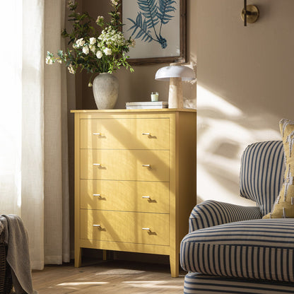 Oakham Chest of 4 Drawers, Rattan Yellow