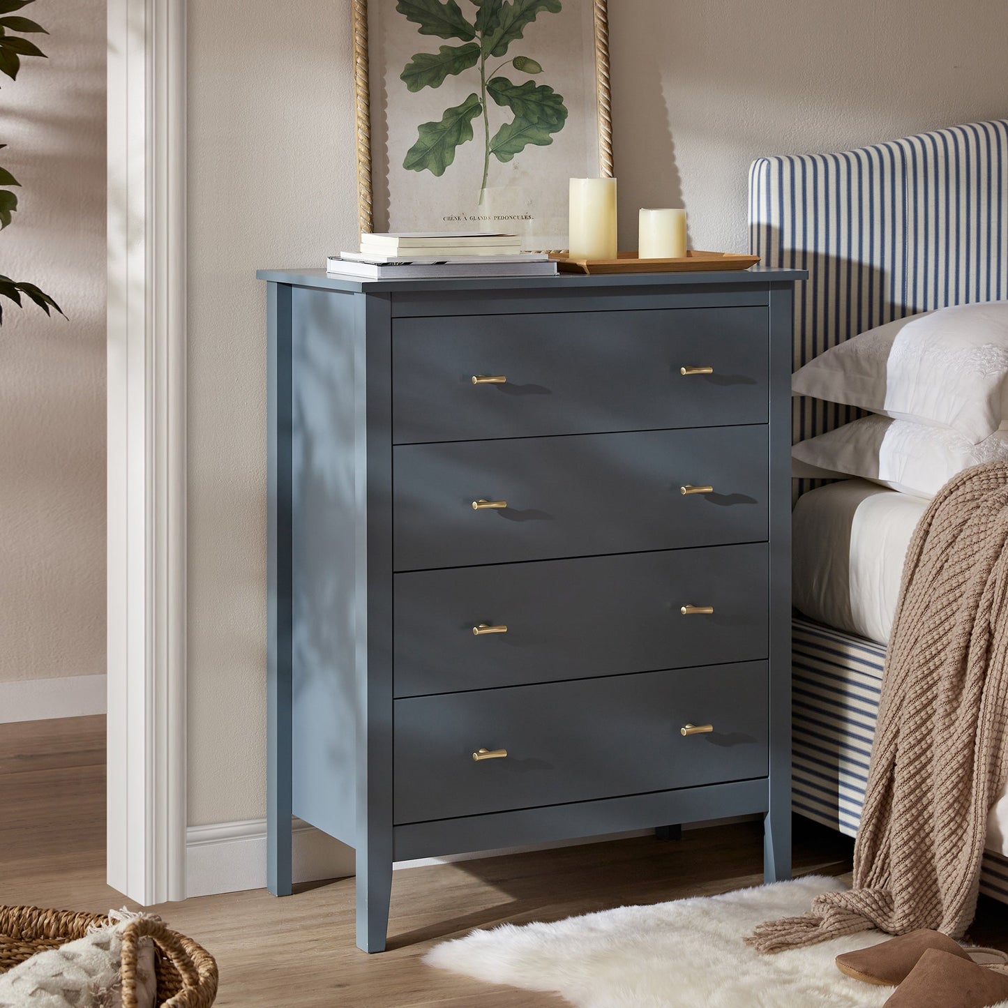 Oakham Chest of 4 Drawers, Stormy Blue