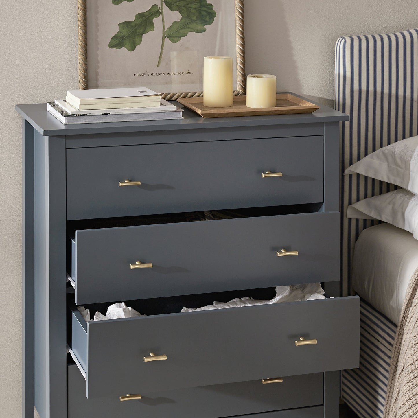Oakham Chest of 4 Drawers, Stormy Blue
