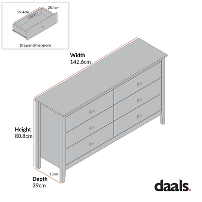 Oakham Chest of 6 Drawers, Stormy Blue