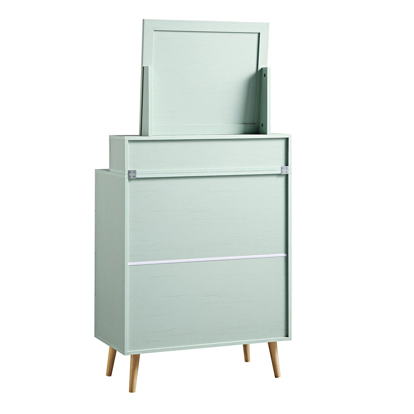 Frances Woven Rattan Tall Vanity Chest with Mirror, Mint