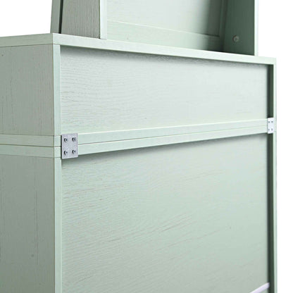 Frances Woven Rattan Tall Vanity Chest with Mirror, Mint