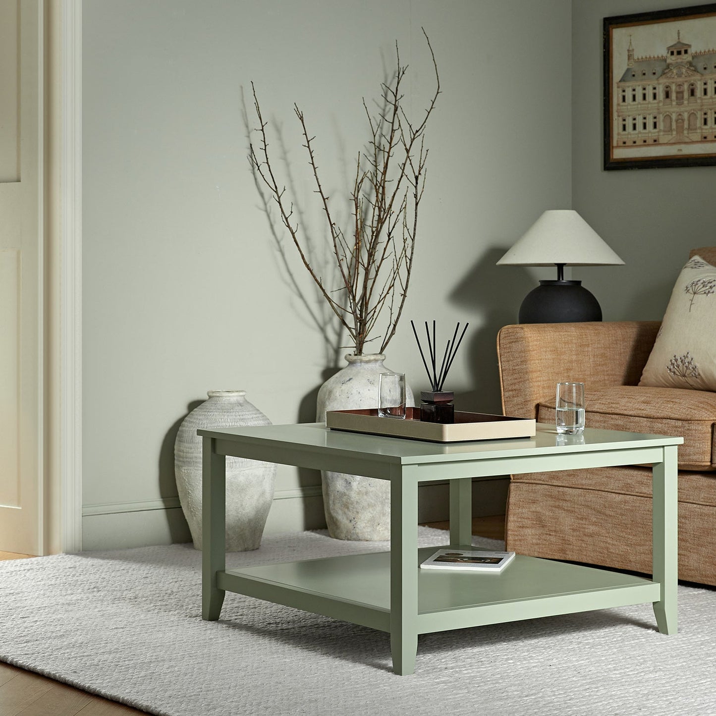 Oakham 80cm Square Coffee Table, Desert Sage