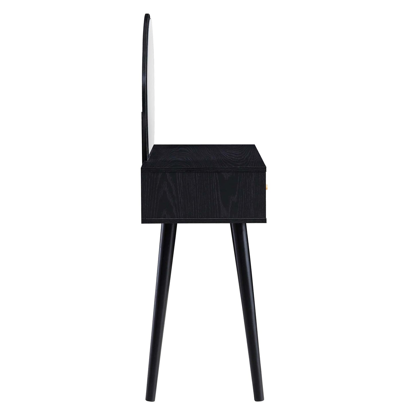 Frances Woven Rattan Dressing Table with Mirror, Black