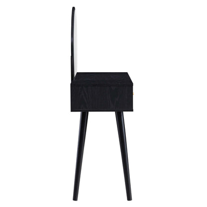 Frances Woven Rattan Dressing Table with Mirror, Black