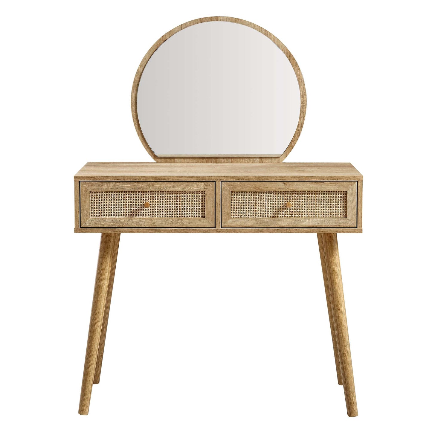 Frances Woven Rattan Dressing Table with Mirror, Natural