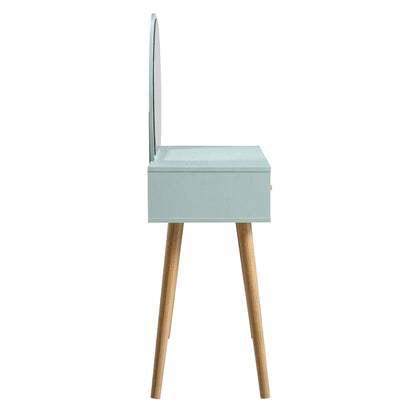 Frances Woven Rattan Dressing Table with Mirror, Mint