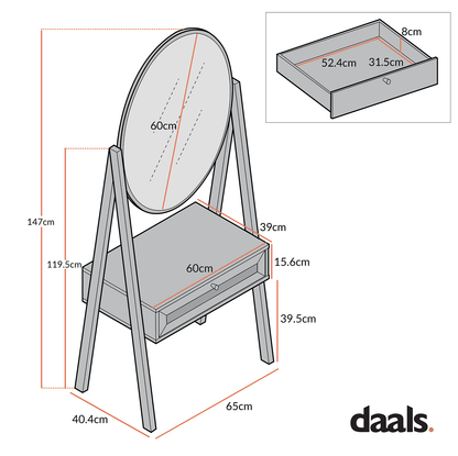 Frances Woven Rattan Standing Dressing Table with Mirror, White