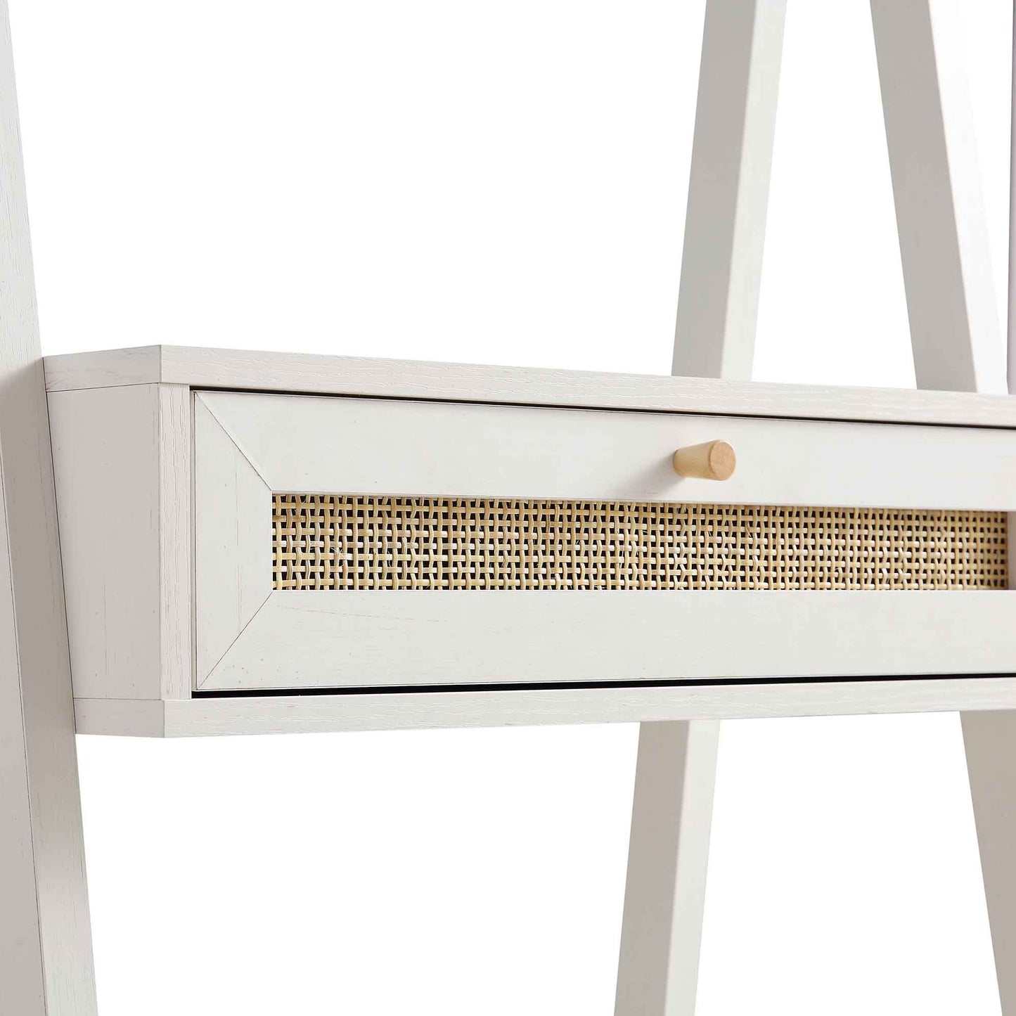 Frances Woven Rattan Standing Dressing Table with Mirror, White