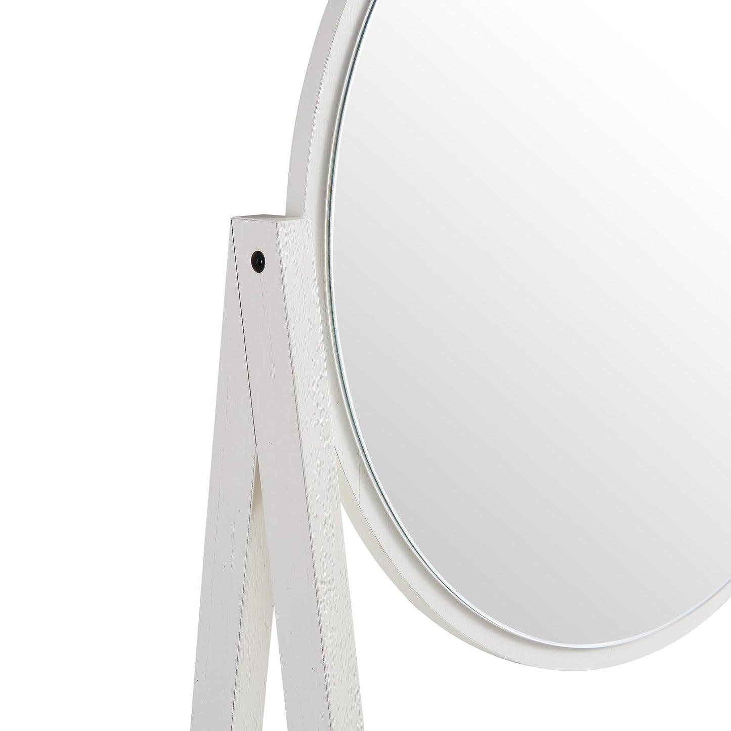 Frances Woven Rattan Standing Dressing Table with Mirror, White