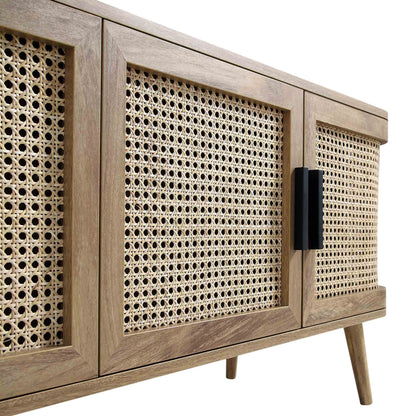 Izzy Curved Rattan 160cm Wide TV Unit, Natural