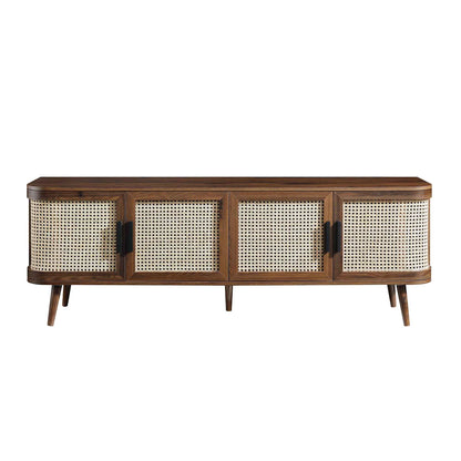 Izzy Curved Rattan 160cm Wide TV Unit, Walnut