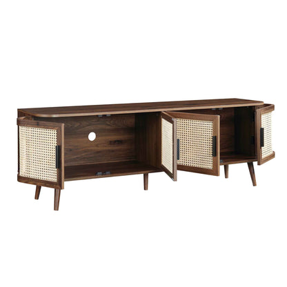 Izzy Curved Rattan 160cm Wide TV Unit, Walnut