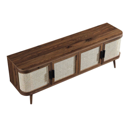 Izzy Curved Rattan 160cm Wide TV Unit, Walnut
