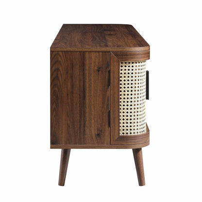 Izzy Curved Rattan 160cm Wide TV Unit, Walnut