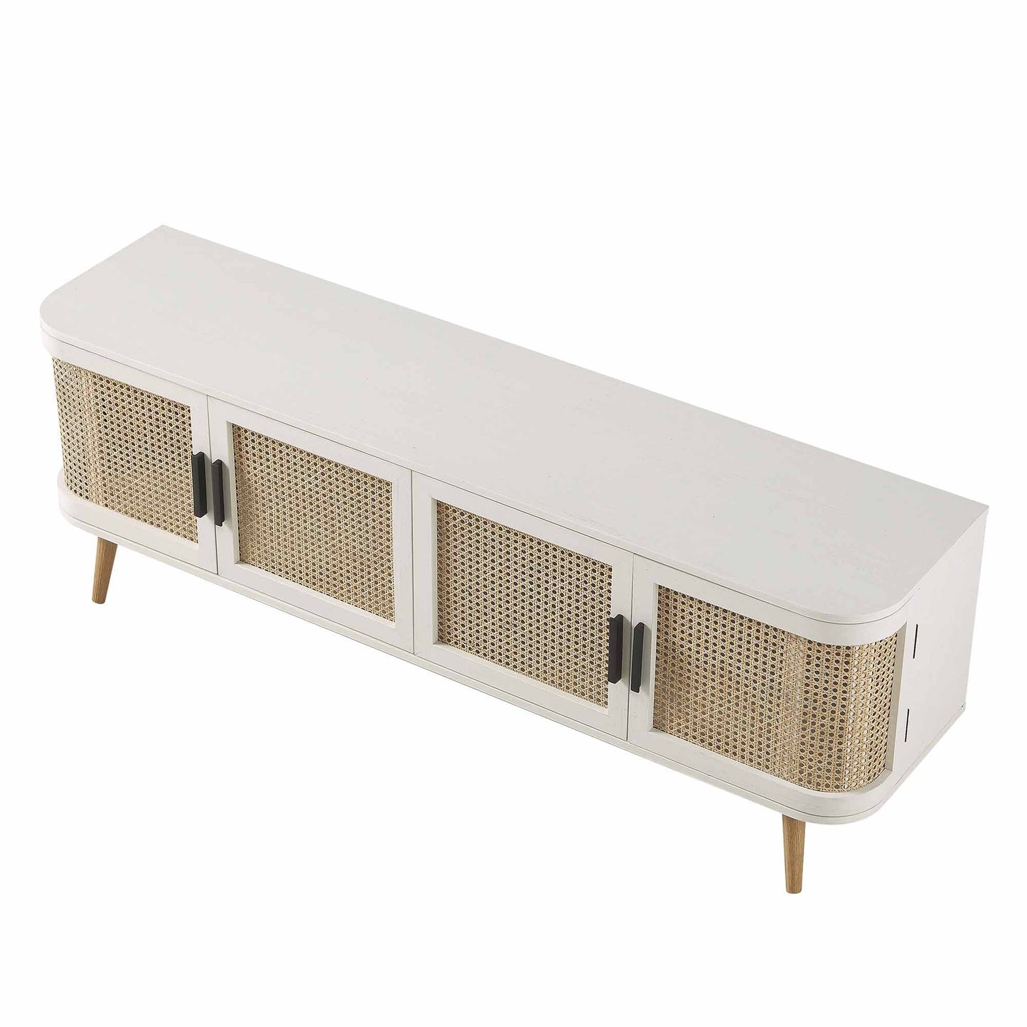 Izzy Curved Rattan 160cm Wide TV Unit, White