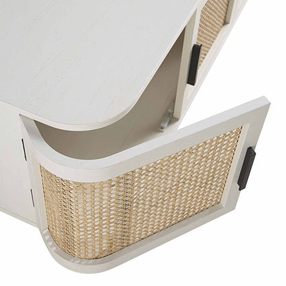 Izzy Curved Rattan 160cm Wide TV Unit, White