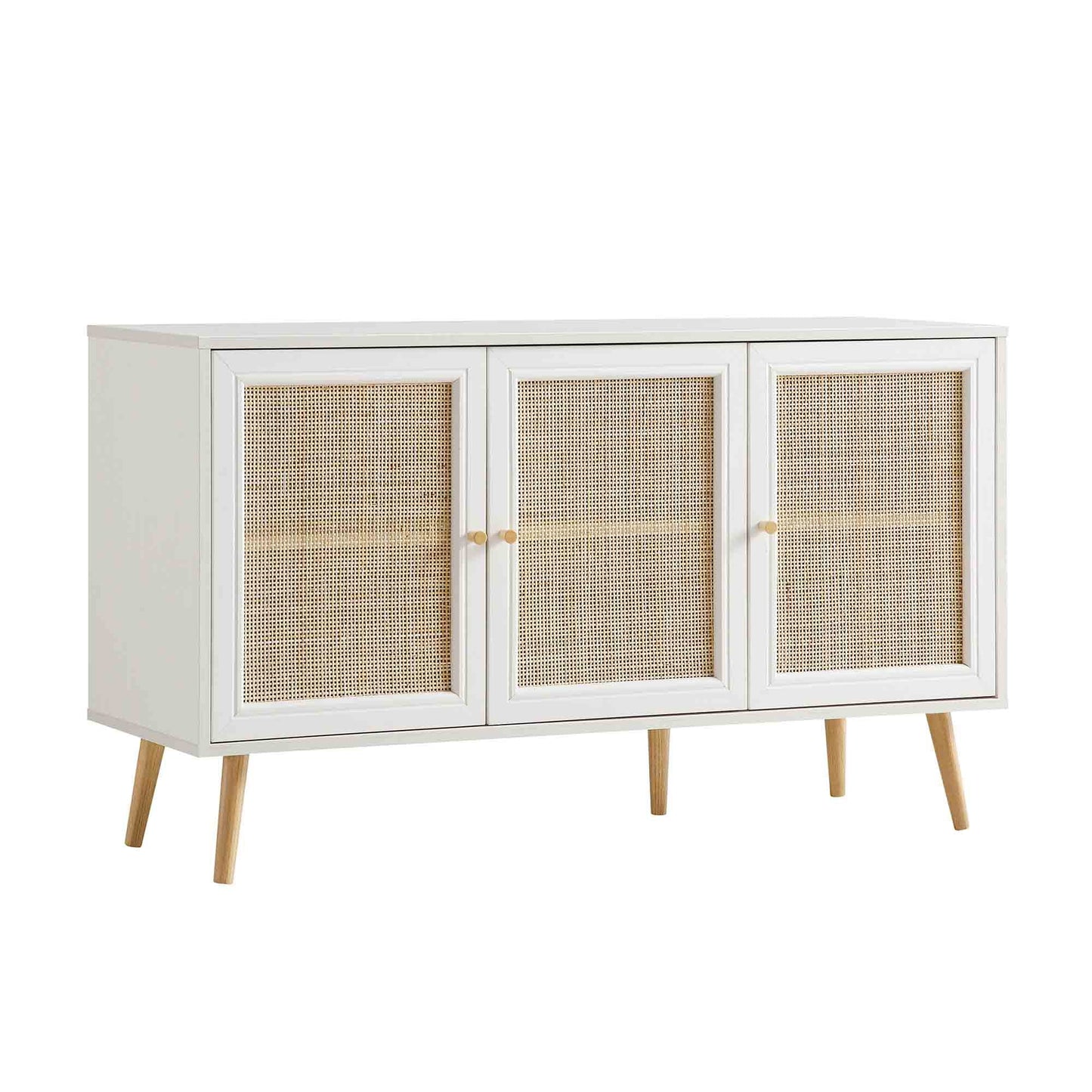 Frances Woven Rattan 3-Door Sideboard, White