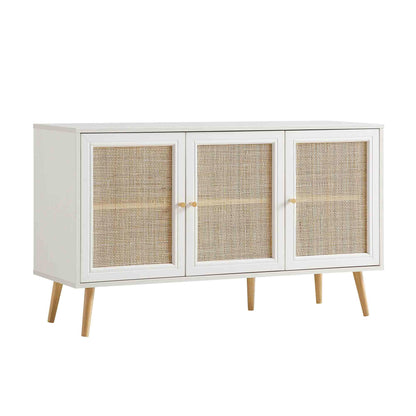 Frances Woven Rattan 3-Door Sideboard, White