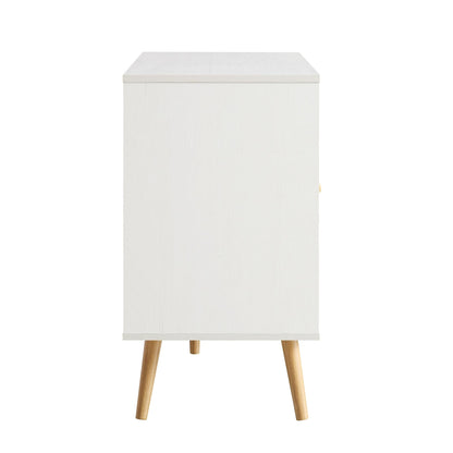 Frances Woven Rattan 3-Door Sideboard, White