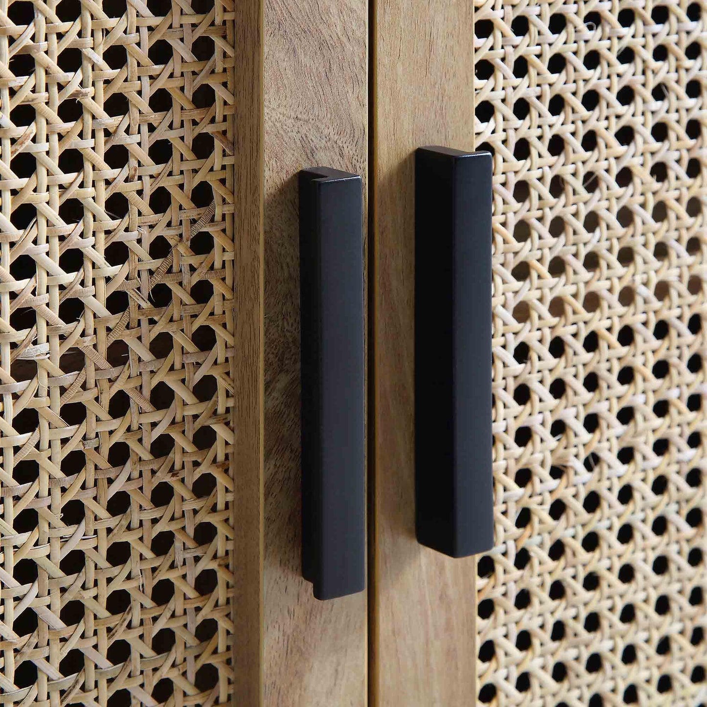 Izzy Curved Rattan Large 3-Door Sideboard, Natural