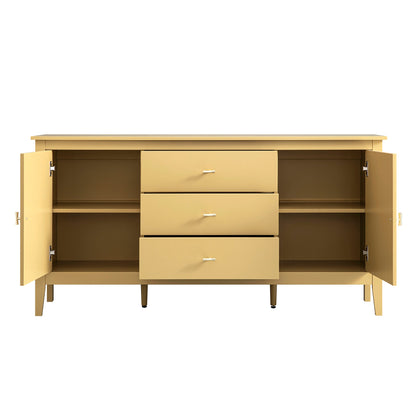 Oakham Wide Sideboard with Drawers, Rattan Yellow