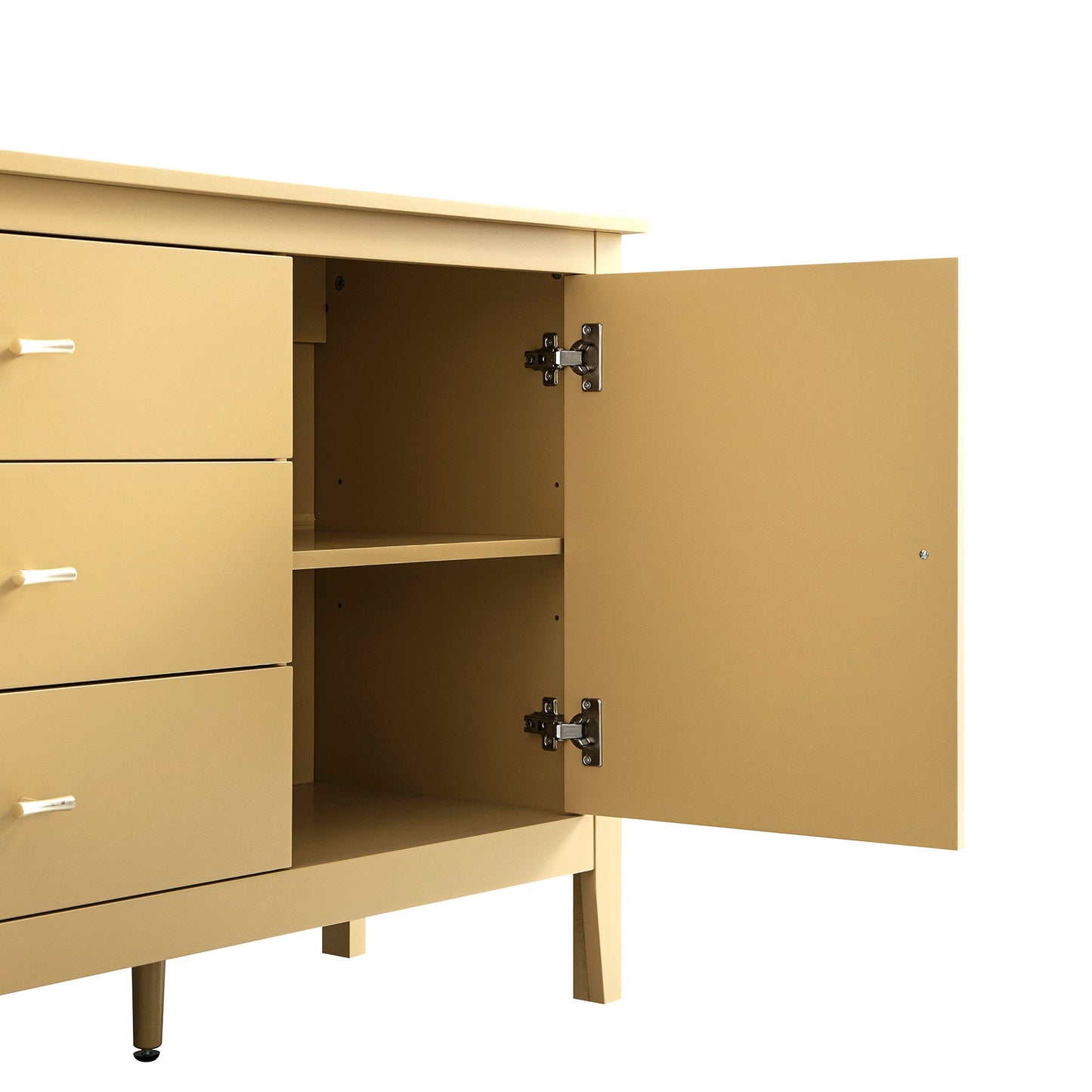 Oakham Wide Sideboard with Drawers, Rattan Yellow