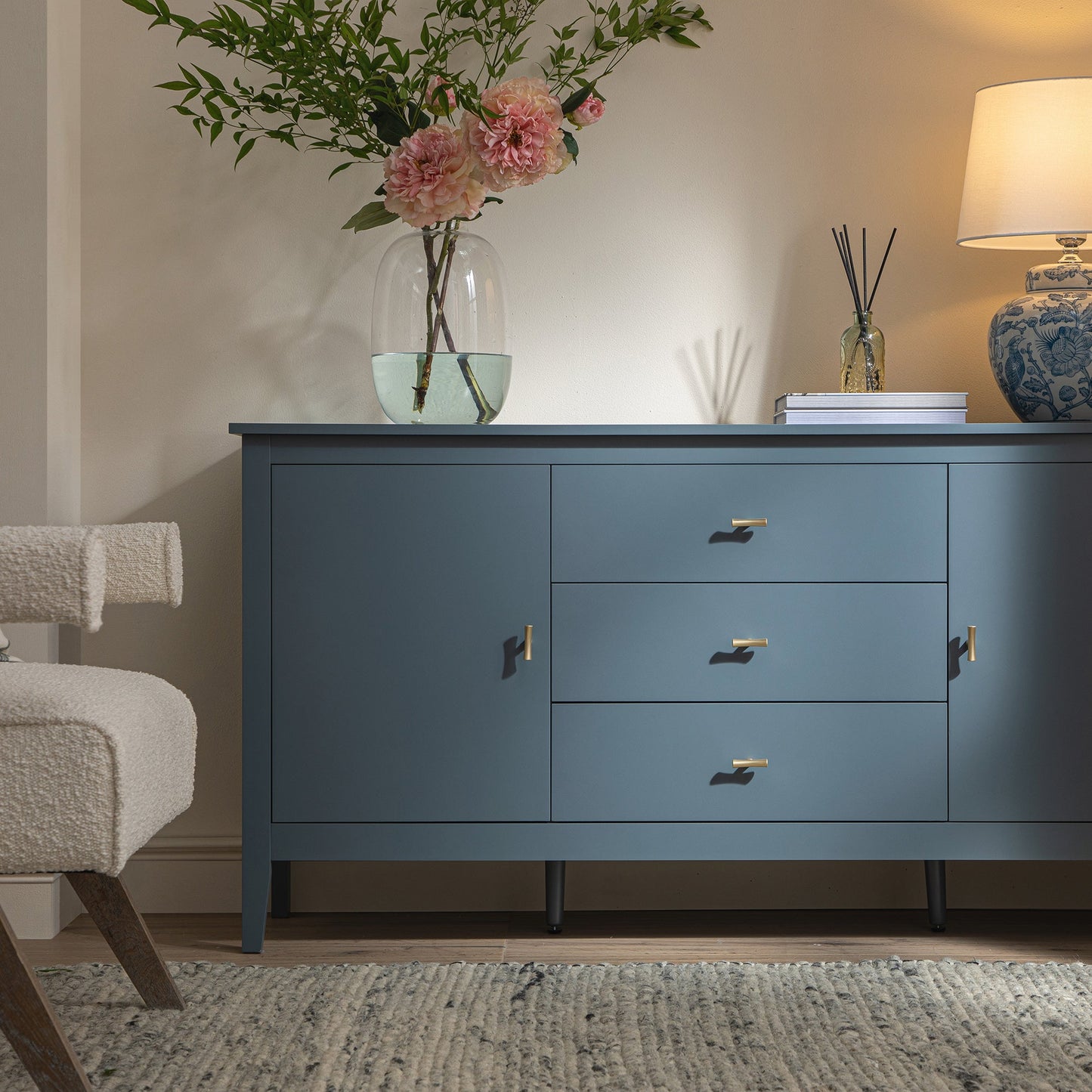 Oakham Wide Sideboard with Drawers, Stormy Blue