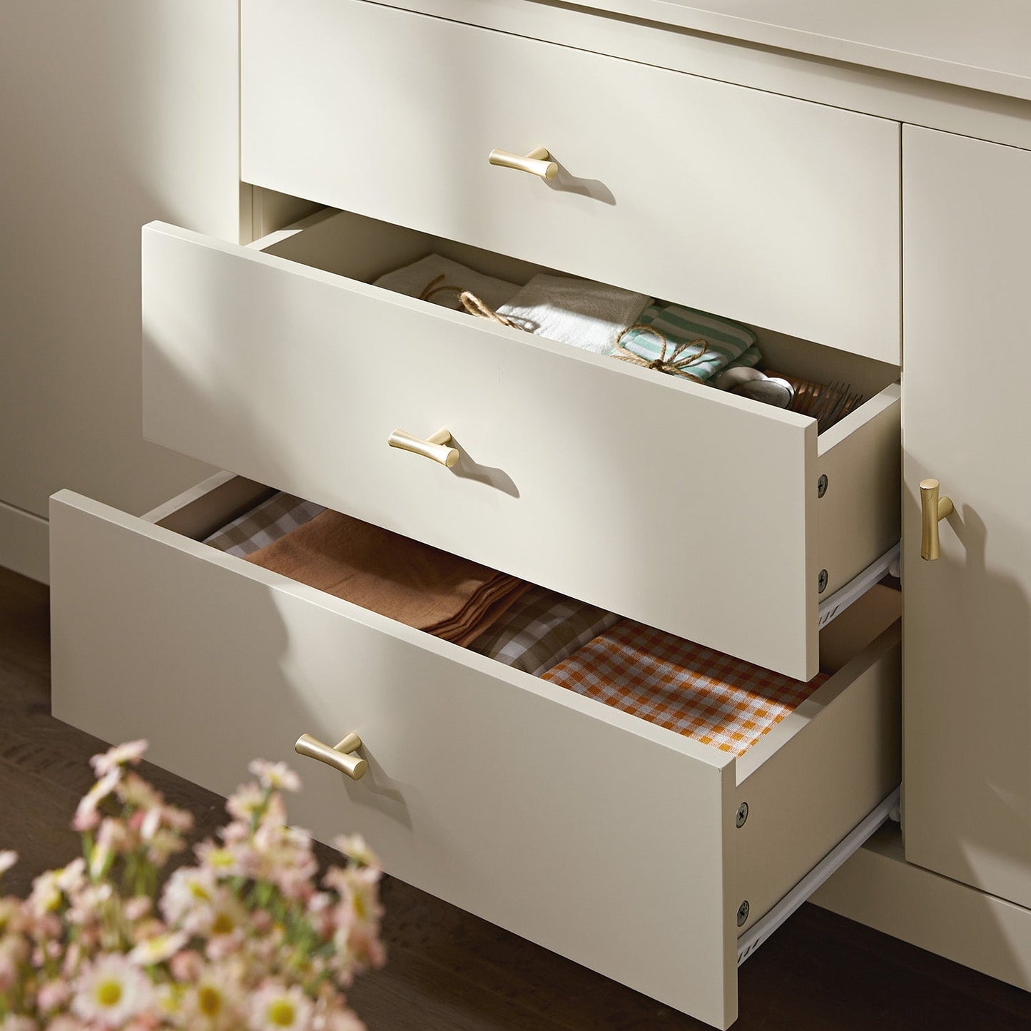 Oakham Wide Sideboard with Drawers, Shaded White