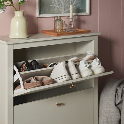 Oakham 2-Tier Shoe Cabinet, Shaded White