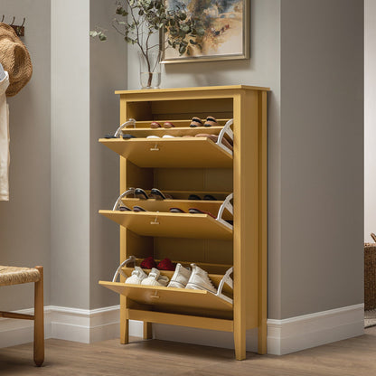 Oakham 3-Tier Shoe Cabinet, Rattan Yellow
