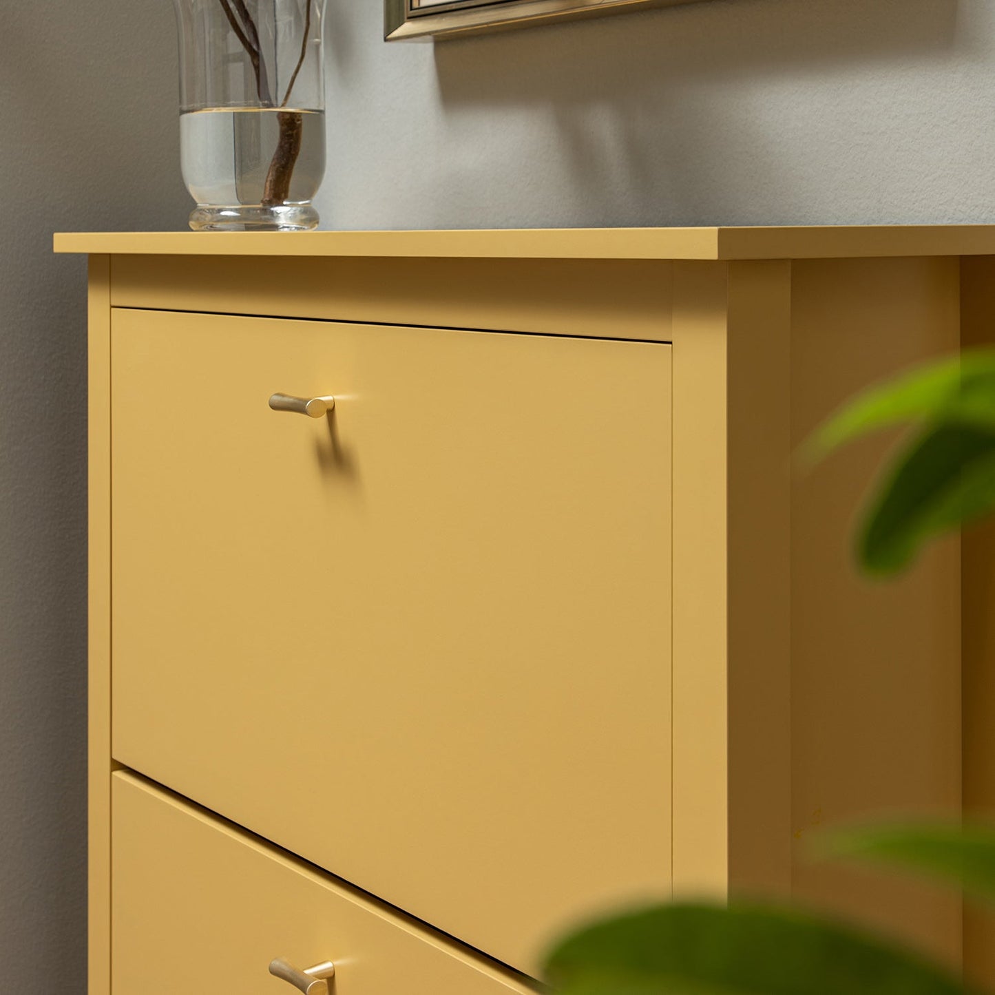 Oakham 3-Tier Shoe Cabinet, Rattan Yellow