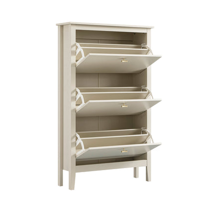 Oakham 3-Tier Shoe Cabinet, Shaded White