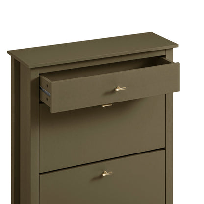Oakham 2-Tier Shoe Cabinet with Top Drawer, Olive Grove