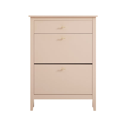 Oakham 2-Tier Shoe Cabinet with Top Drawer, Nude Pink