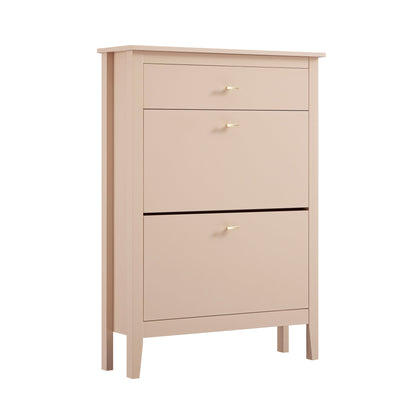 Oakham 2-Tier Shoe Cabinet with Top Drawer, Nude Pink